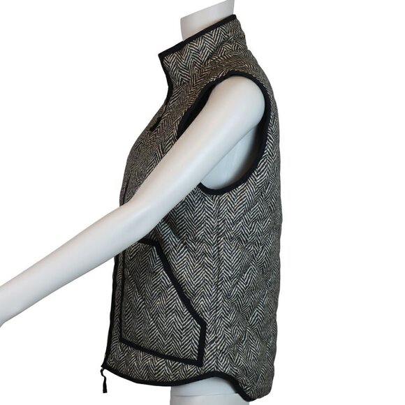 J.Crew Excursion Printed Quilted Puffer Full Zip Herringbone Vest - Picture 5 of 8